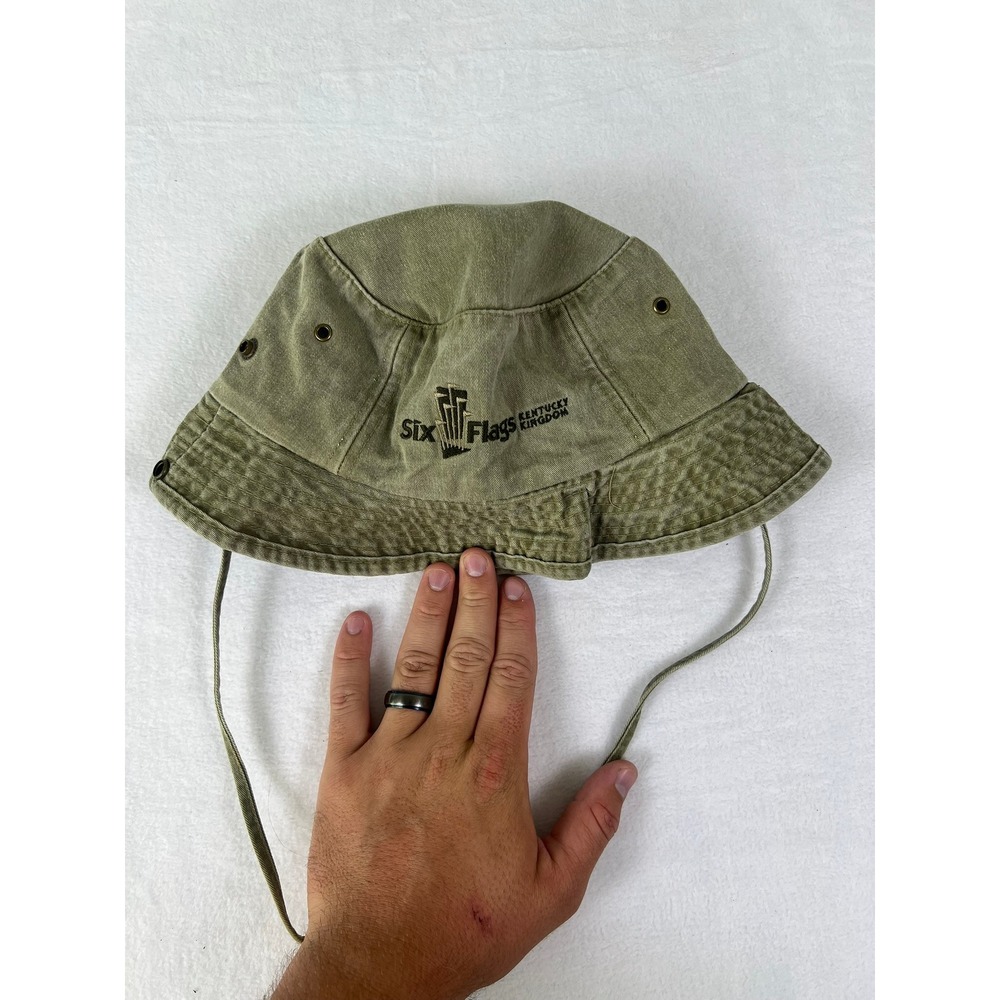 VTG Six Flags Bucket Hat Men OSFM Kentucky‎ Kingdom Safari Sun Hat Collectible